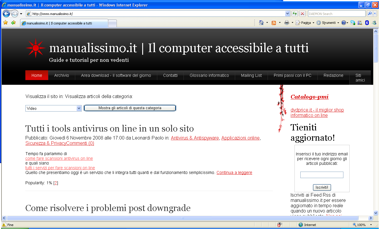 Screen dell'homepage di manualissimo.it